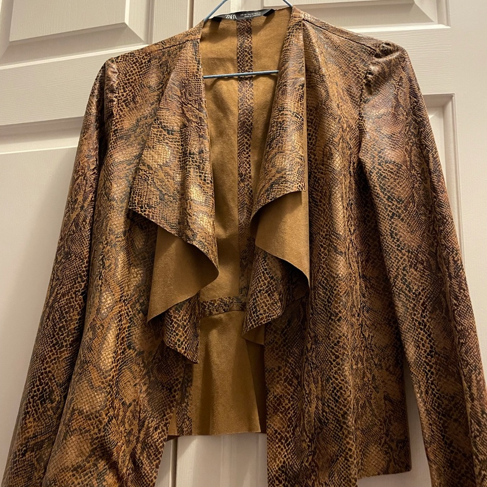 Zara Snakeskin Suede Blazer NWOT XS